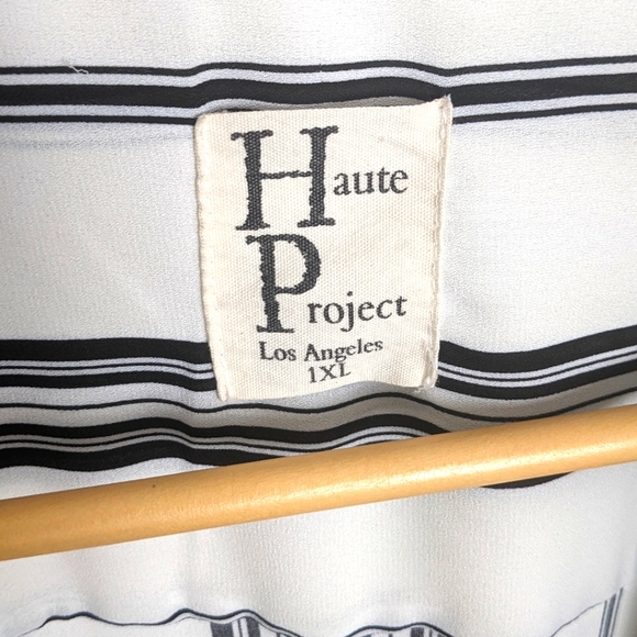 HAUTE PROJECT | Black & White Striped | Duster-length Collared Shirt | Size 1XL - Picture 7 of 7